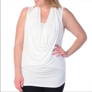 SLEEVELESS PLUS-SIZE DRAPE BLOUSE!